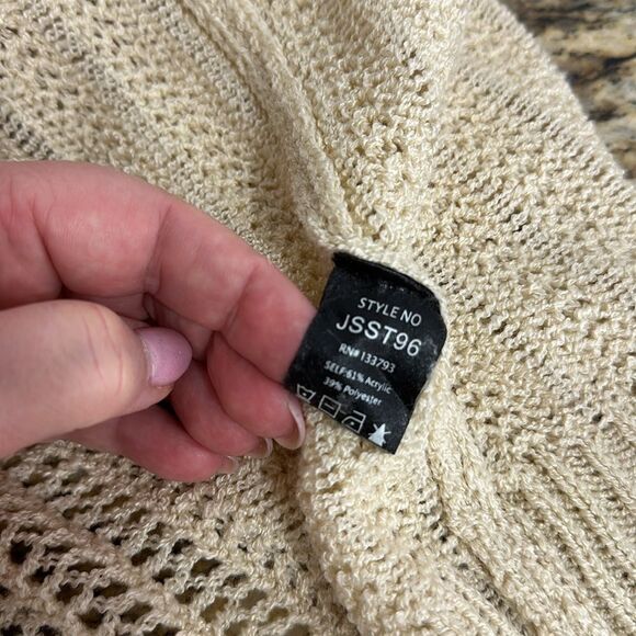 POL Tan Color Open Front Knitted Cardigan Sweater Size L - Picture 6 of 10